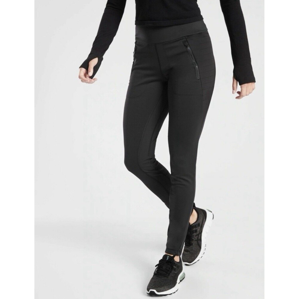 Athleta Peak Hybrid Fleece Tight Leggings Pants SZ S Black